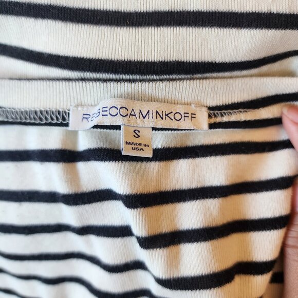 Rebecca Minkoff Long Sleeve Striped Boat Neck Top - Black & White - Small - Picture 2 of 4